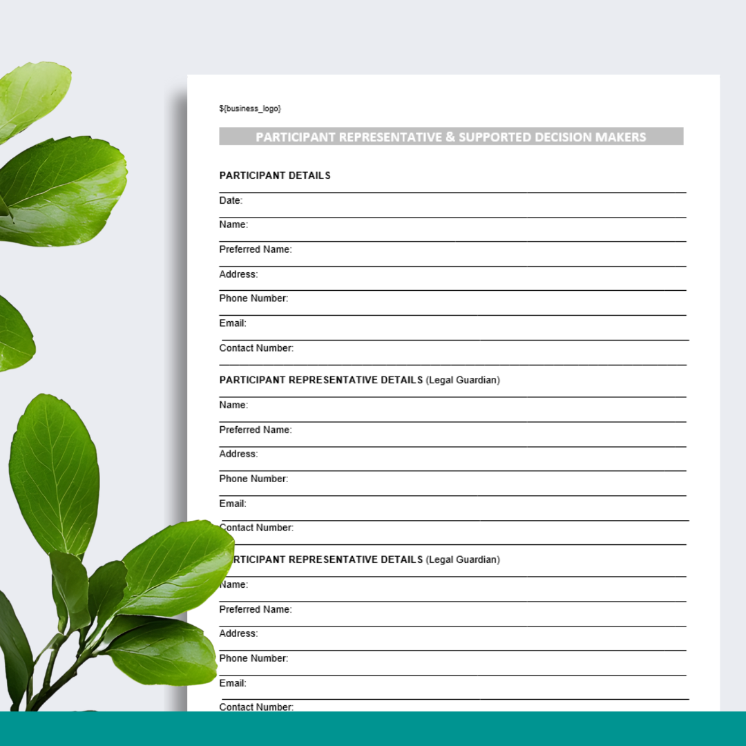 Participant Representative & Supported Decision Maker Form