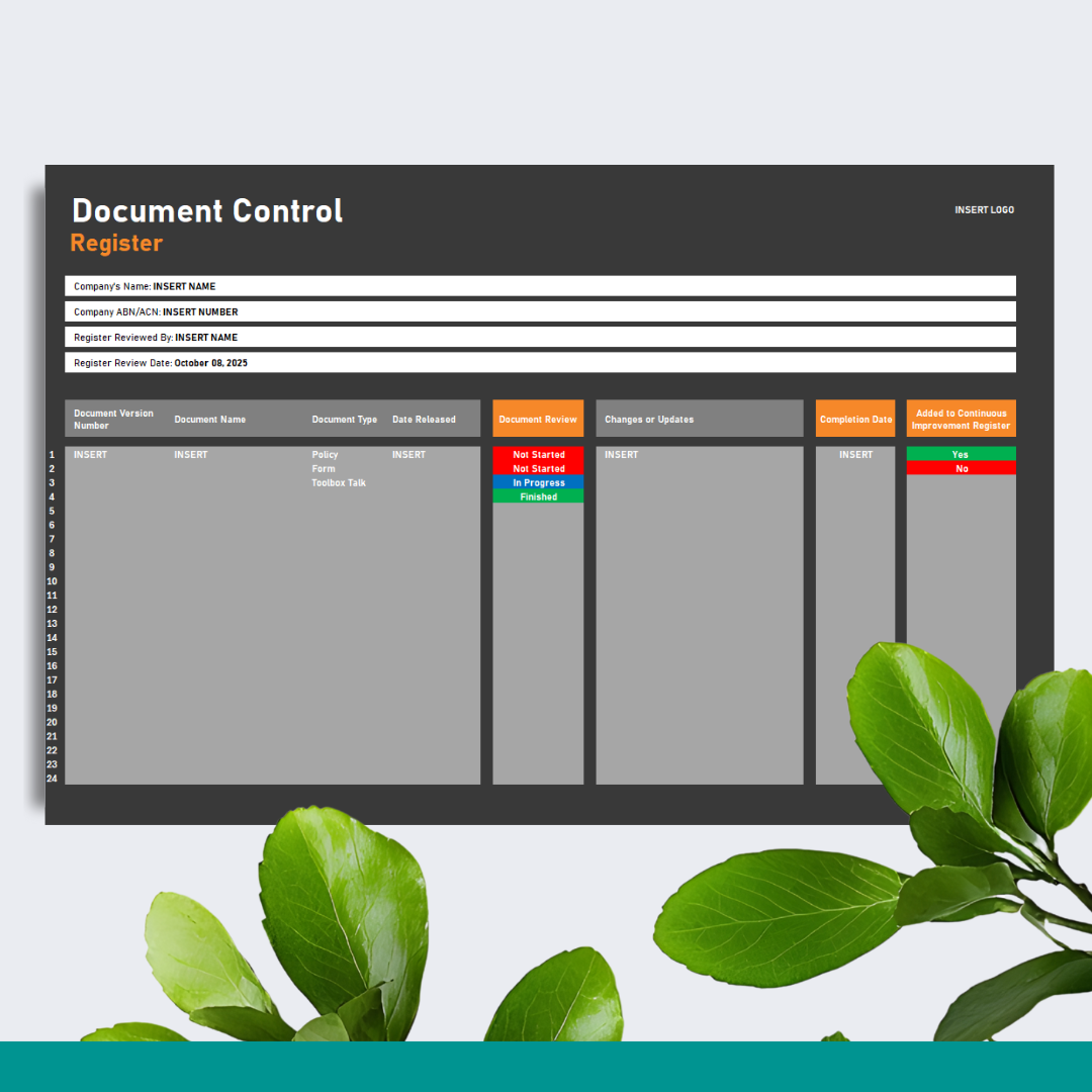 Document Control Register