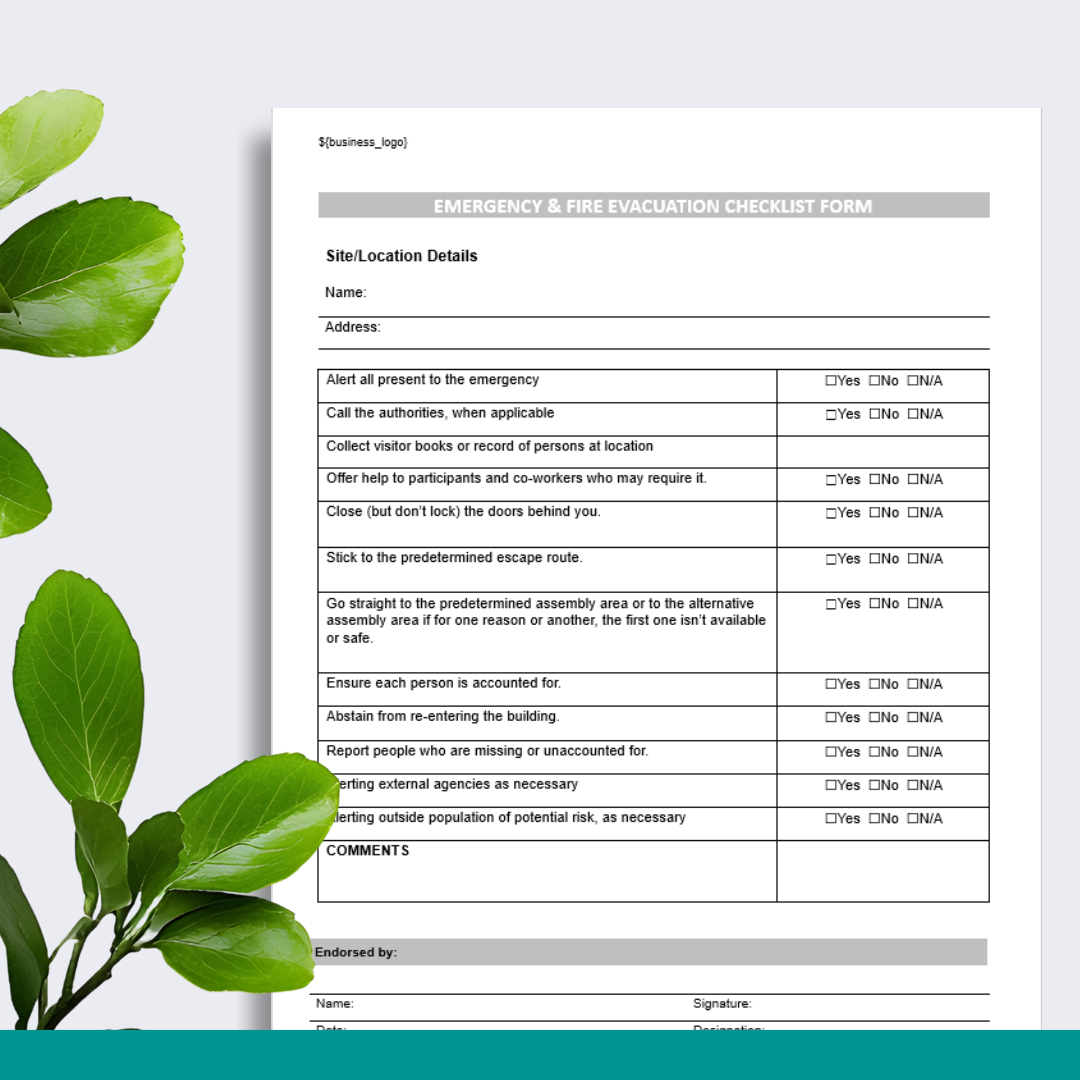 Emergency & Fire Evacuation Checklist Form