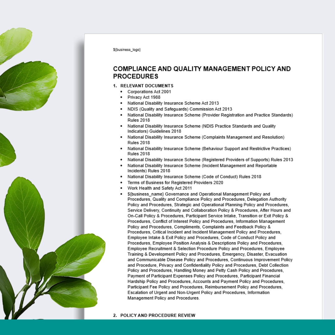 Compliance & Quality Management Policy & Procedures