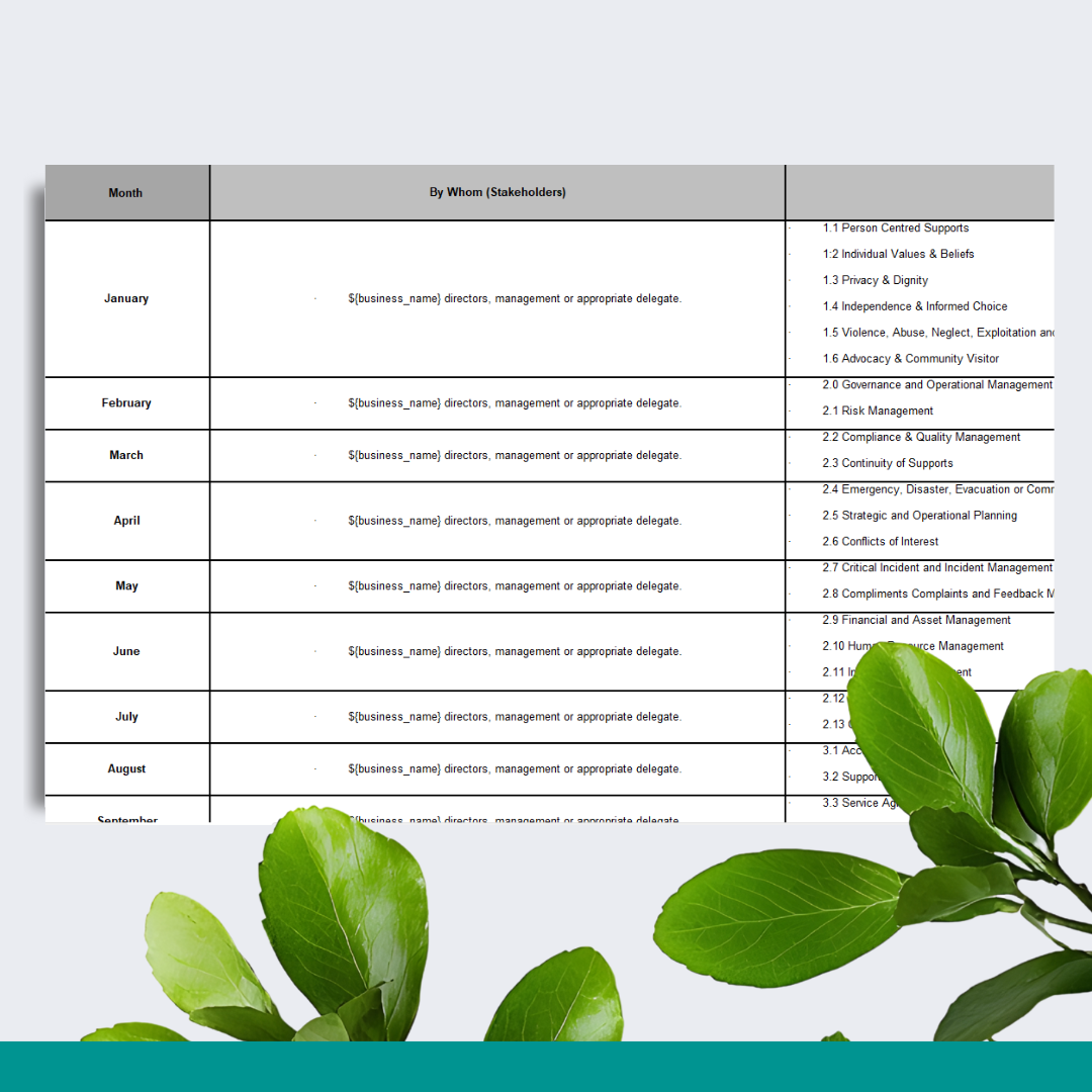 Internal Audit & Action Plan