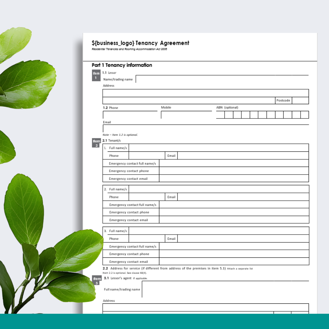 Participant Tenancy Agreement Form