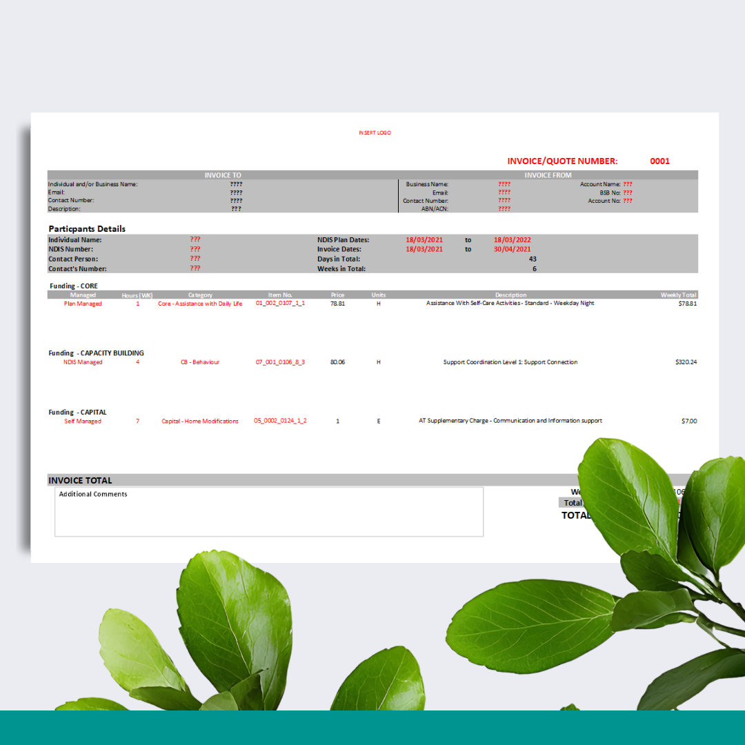 Invoice Template Form - Auto-generating 2025-26