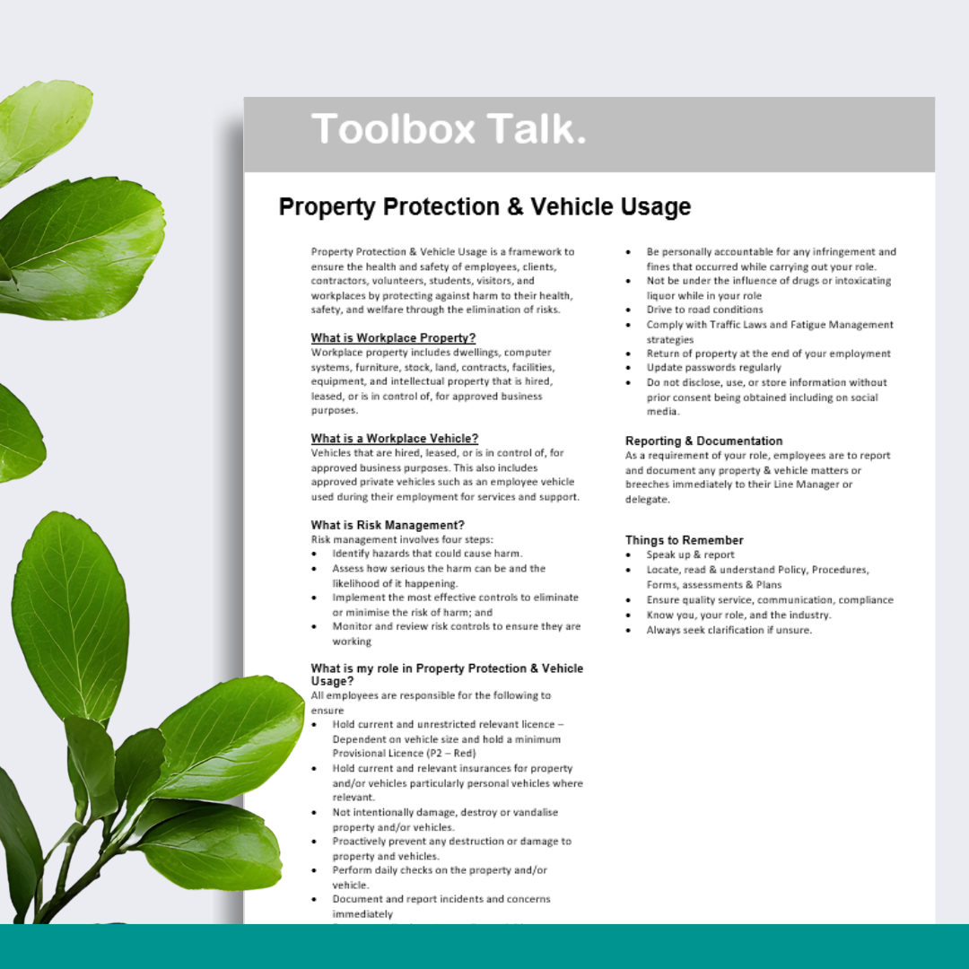 Property Protection & Vehicle Usage Toolbox Talk