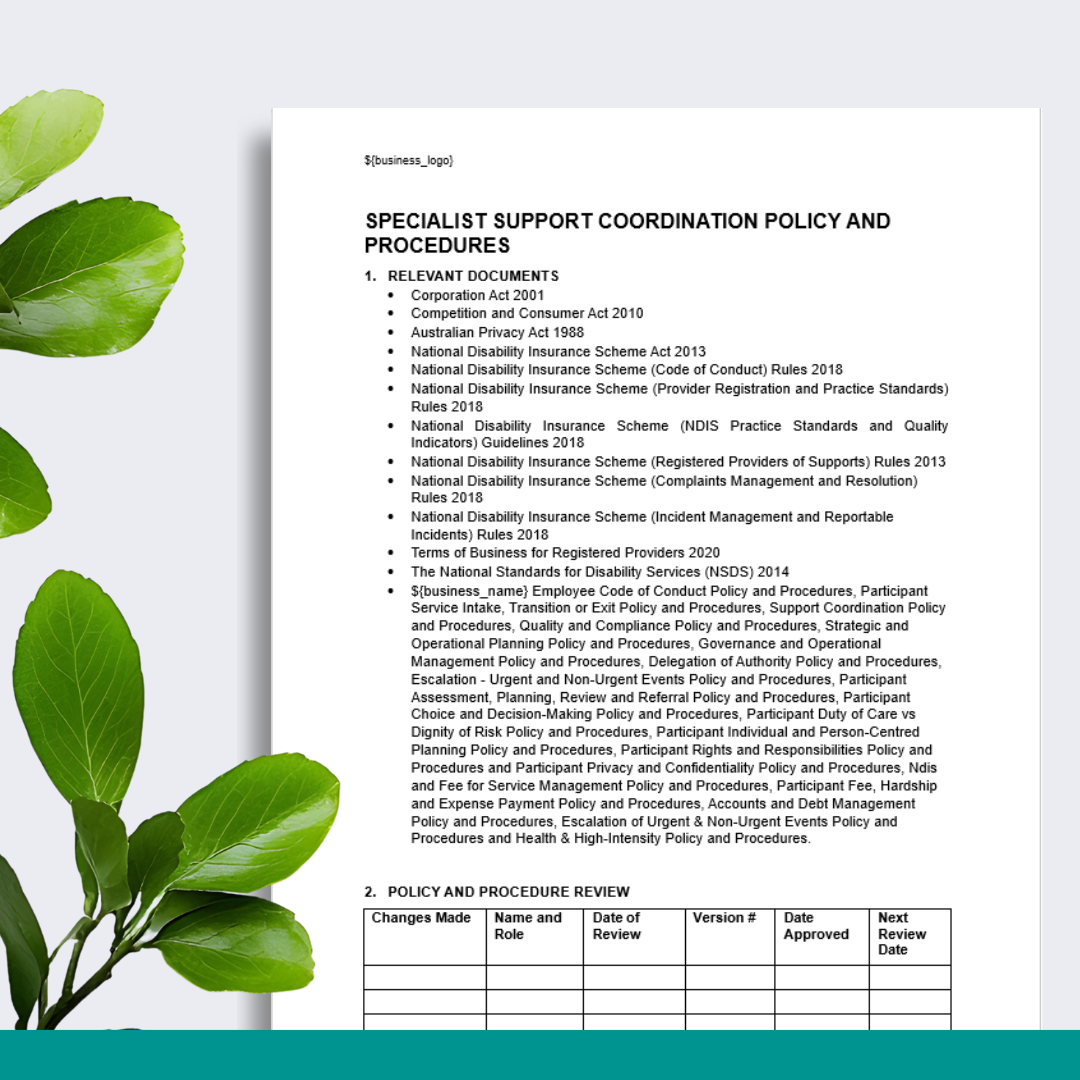 Specialist Support Coordination Policy & Procedures