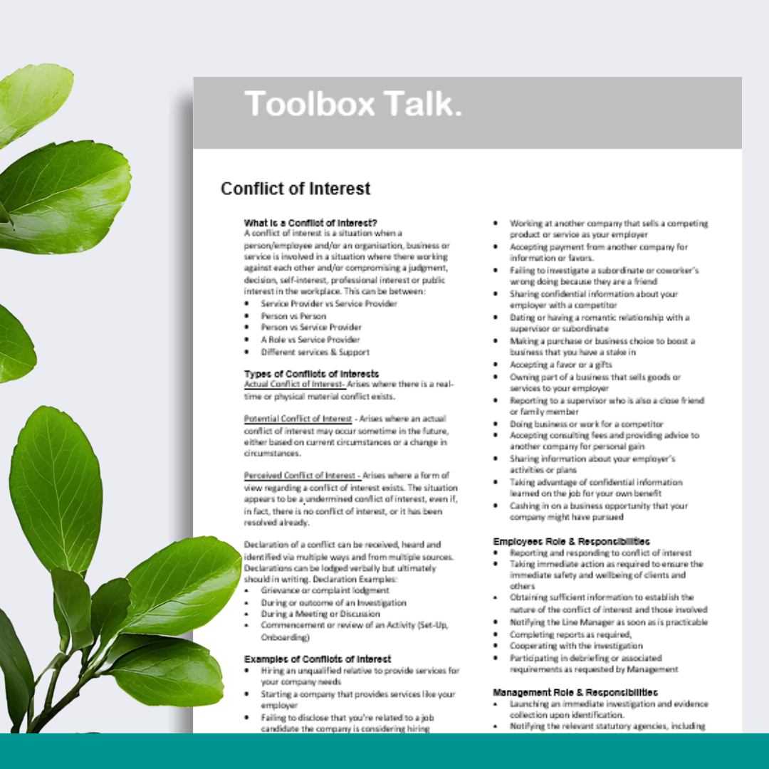 Conflict of Interest Toolbox Talk
