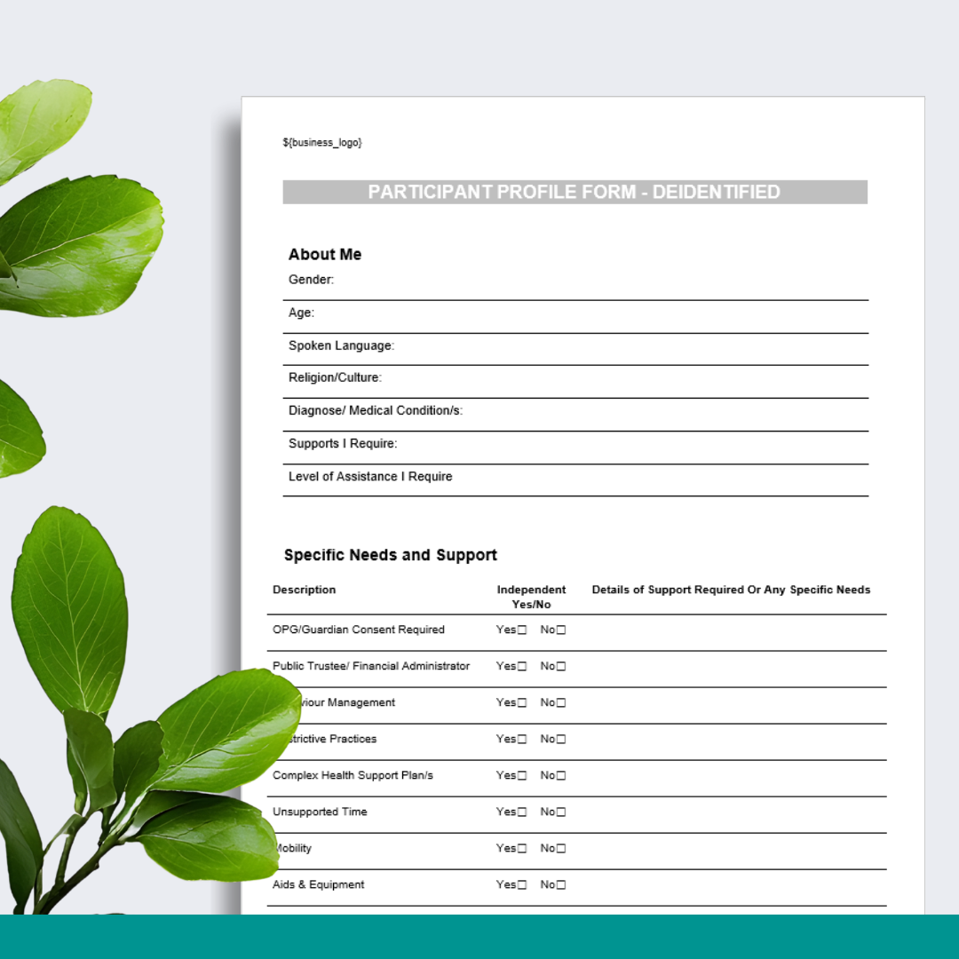 Participant Profile Form - Deidentified