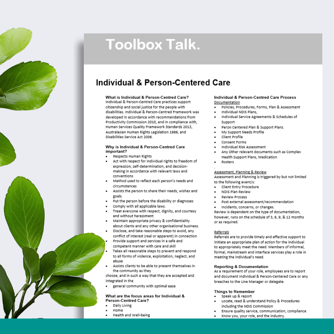Individual & Person-Centered Care Toolbox Talk