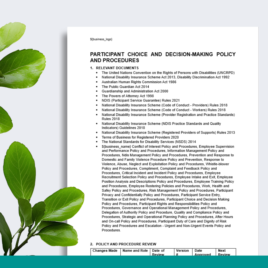 Participant Choice and Decision Making Policy & Procedures