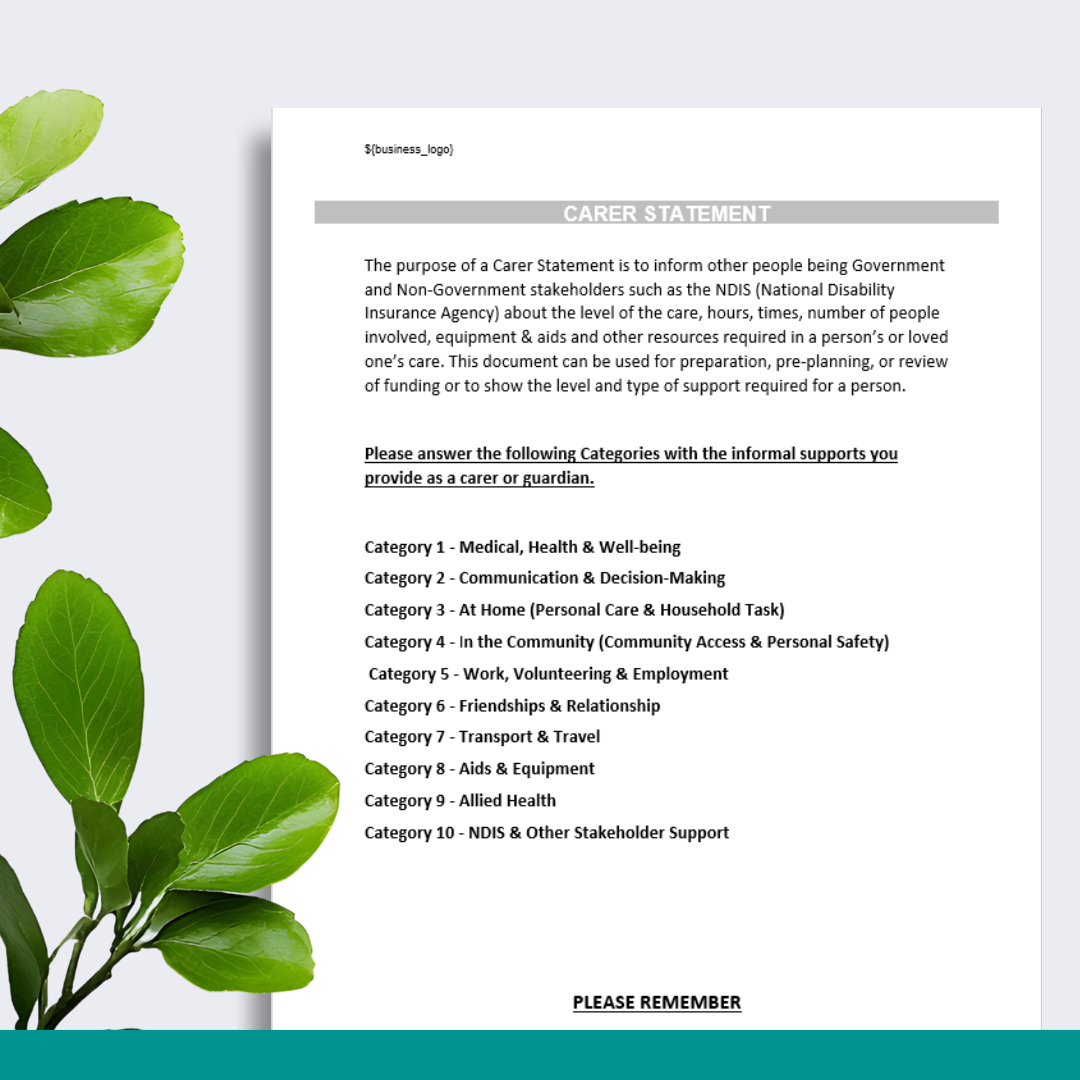 Carer Statement Form