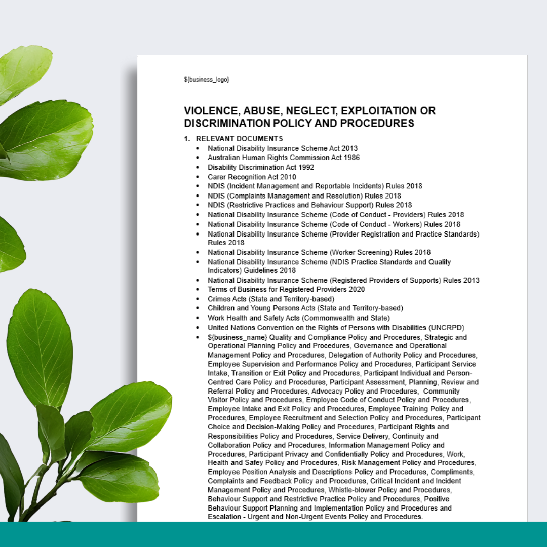 Abuse, Neglect, Exploitation, Violence & Discrimination - Policy & Procedures