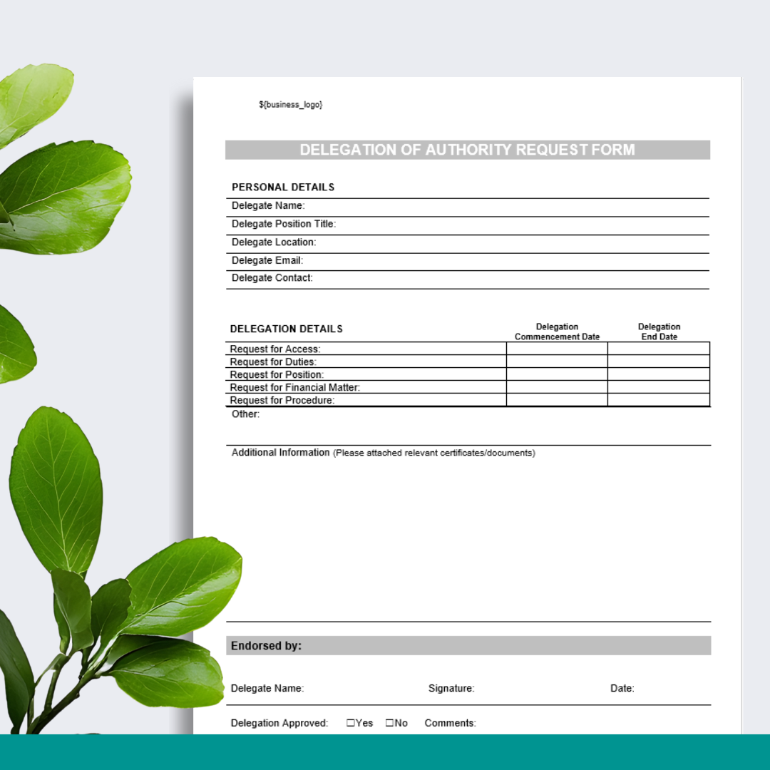 Delegation of Authority Request Form