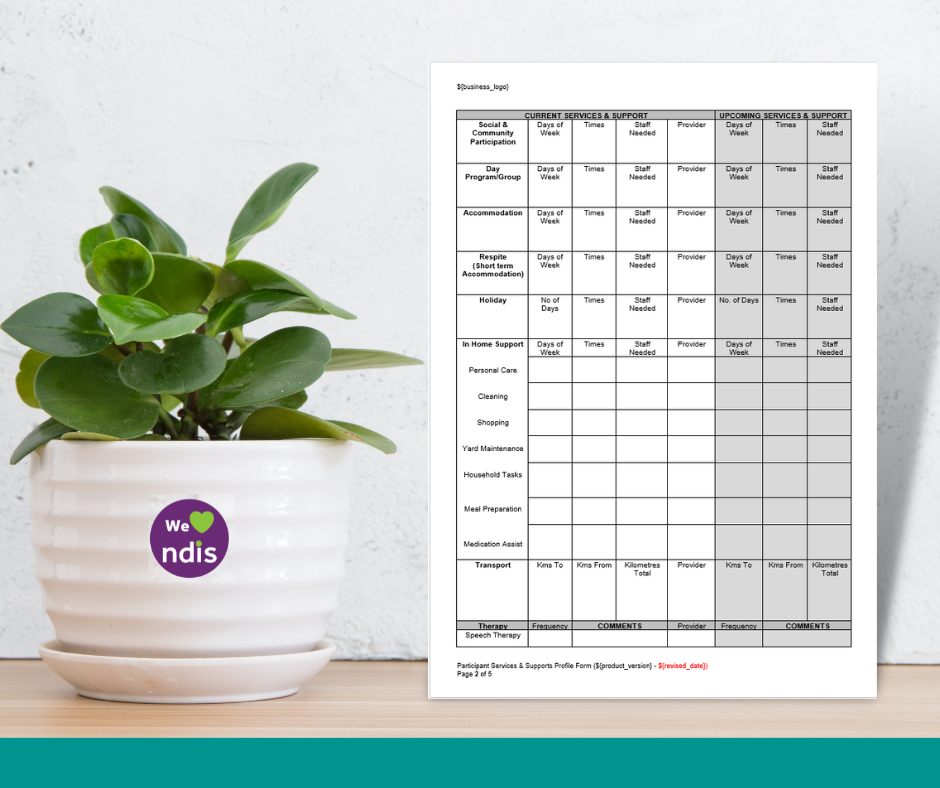 Participant Services & Support Profile Form
