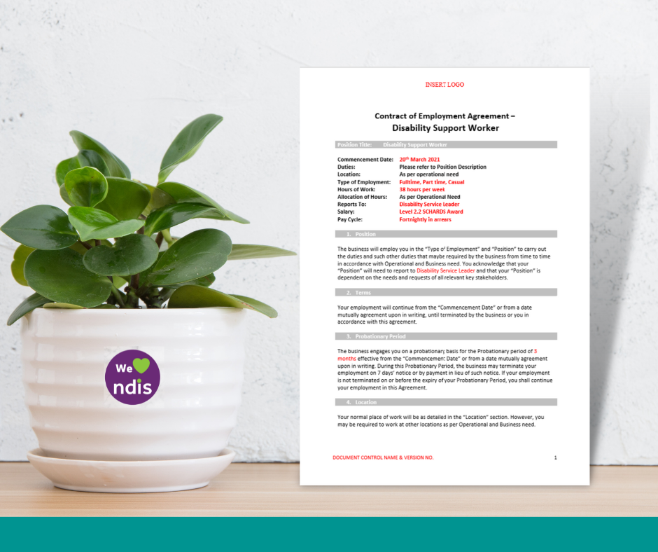 Position Contract - Disability Support Worker