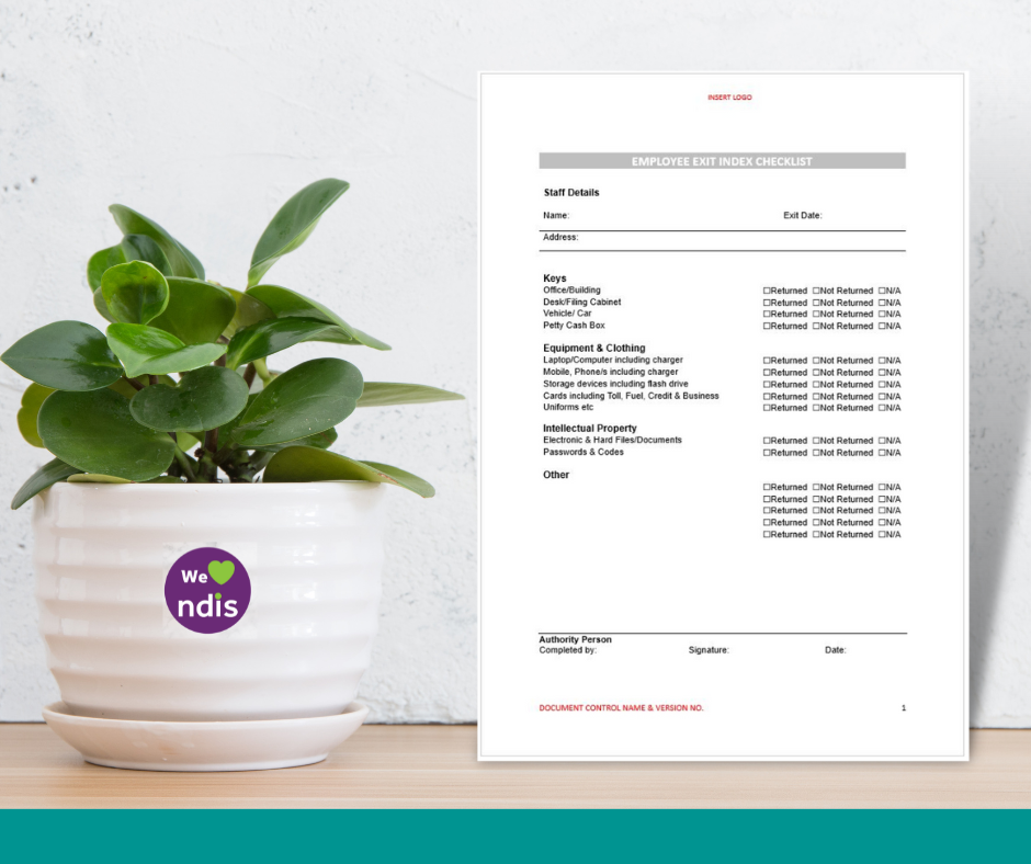 Employee Exit Index Checklist Form