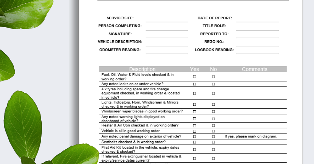 Vehicle Monthly Inspection… | Disability Compliance Australia