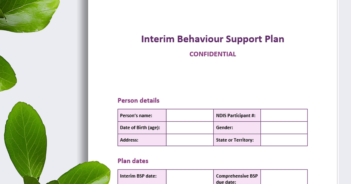 Interim Plan Examples Interim Behaviour Support Plan… | Disability Compliance Australia