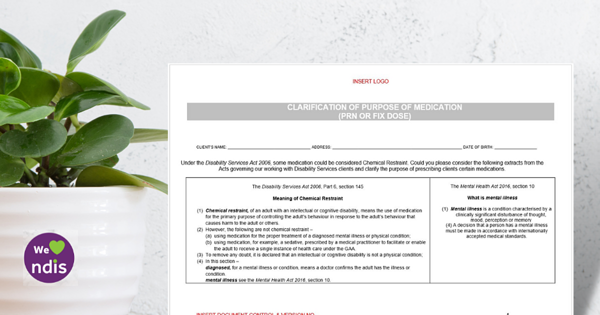 Clarification of Medication Form Disability Compliance Australia
