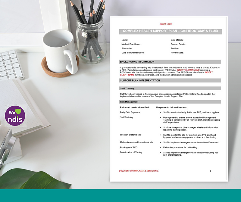 Complex Health Support Plan - Gastrostomy & Enternal Feeding
