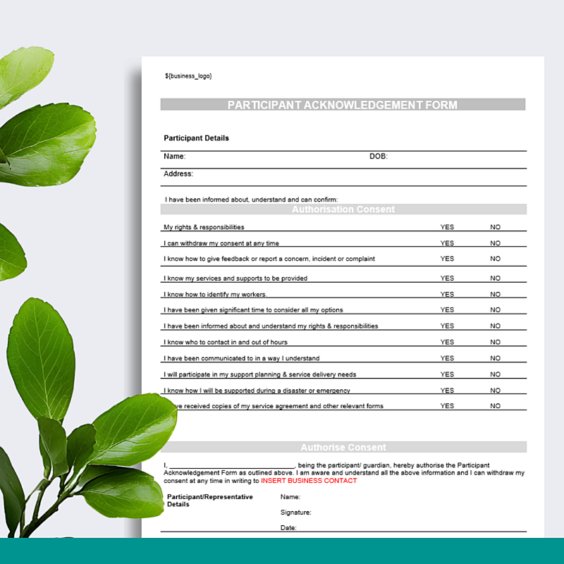 Participant Acknowledgment Form
