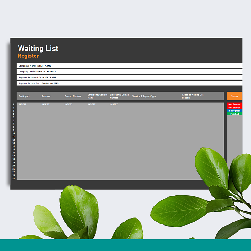 Waiting List, Service Refusal or Exit Register