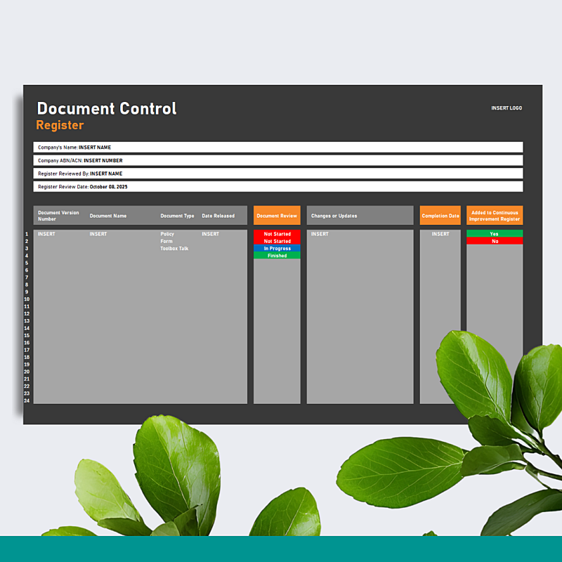 Document Control Register
