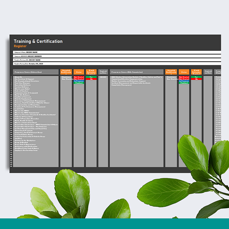 Training & Certification Register
