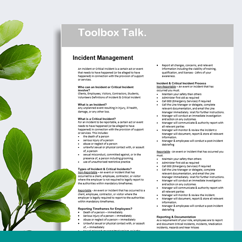 Incident Management Toolbox Talk