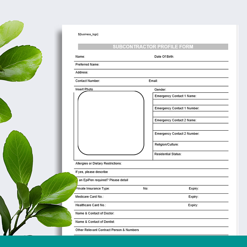 Subcontractor Profile Form