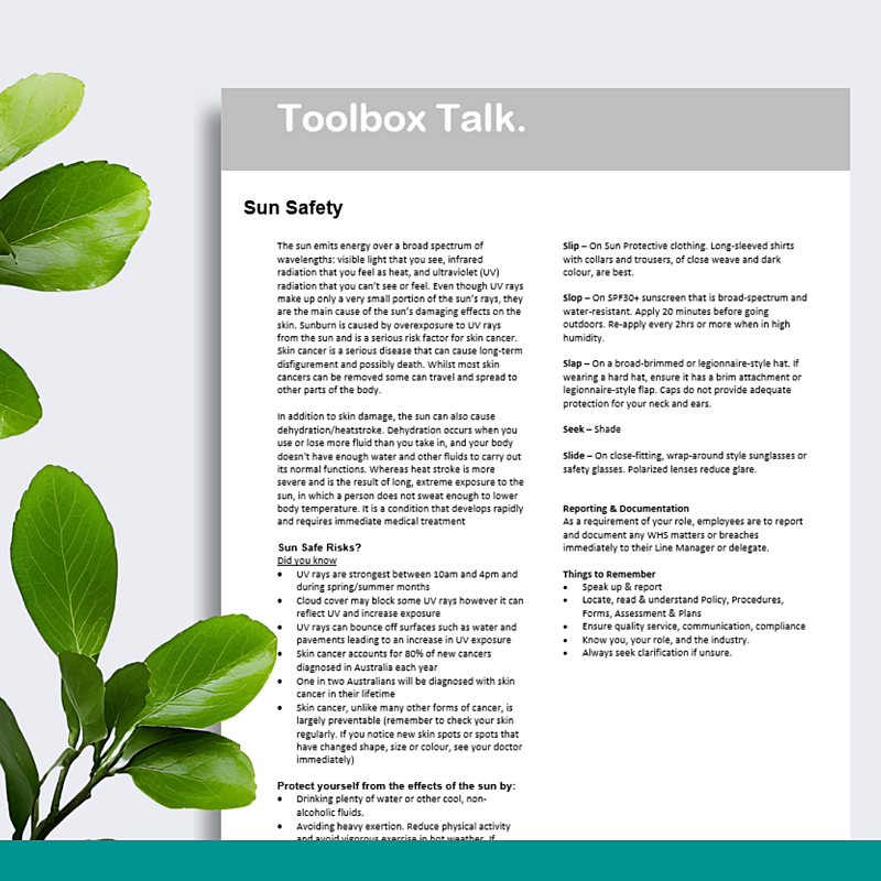 Sun Safety Toolbox Talk