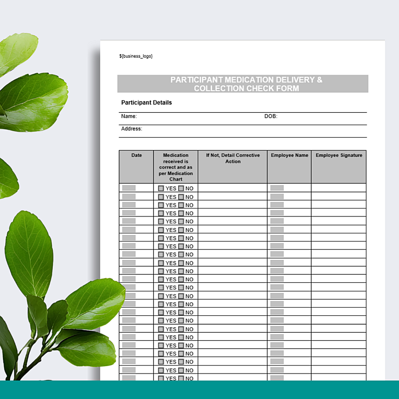 Participant Medication Delivery or Collection Form