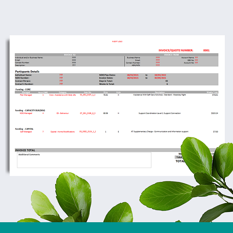 Invoice Template Form - Auto-generating 2025-26