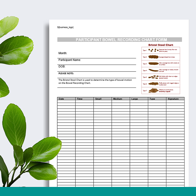 Participant Bowel Recording Chart Form