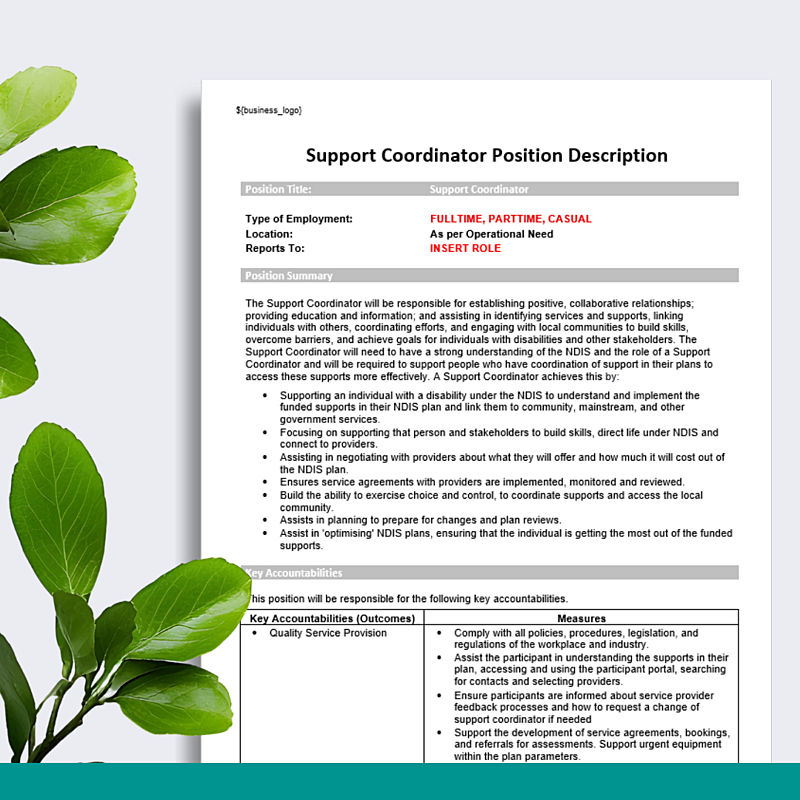 Position Description - Support Coordination