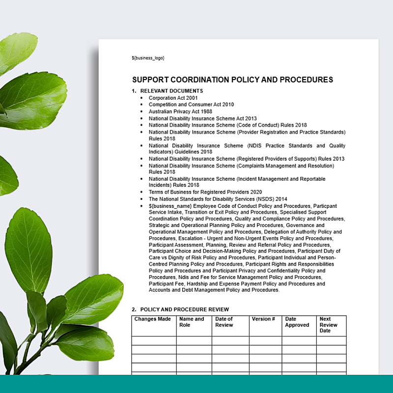 Support Coordination Policy & Procedures