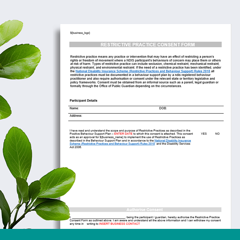 Restrictive Practice Consent Form