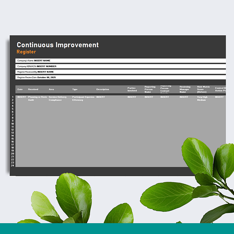 Continuous Improvement Register
