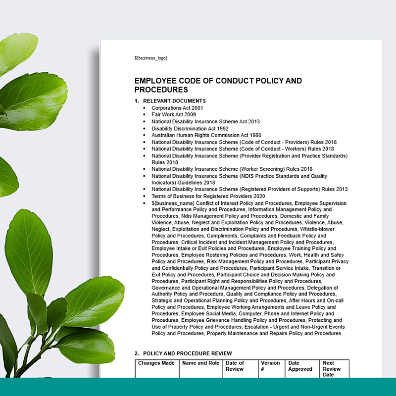 Employee Code of Conduct Policy & Procedures