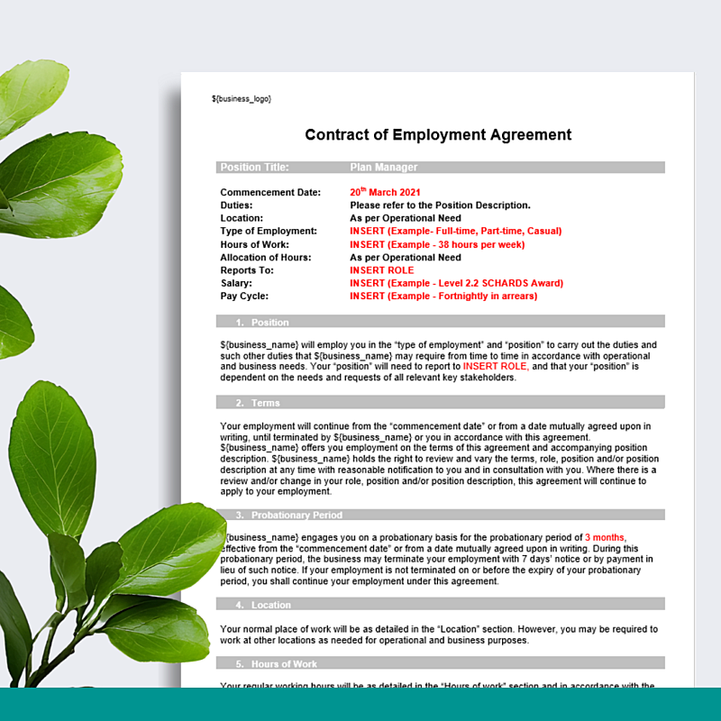 Position Contract - Plan Manager