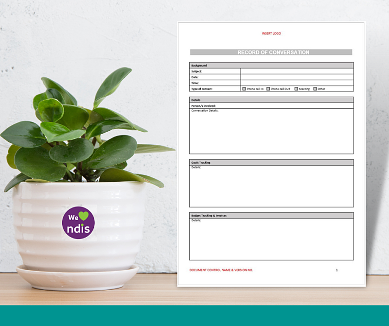 Record of Conversation Form - Support Coordinator