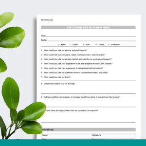 Participant Exit Interview Form