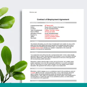 Position Contract - CEO/Director