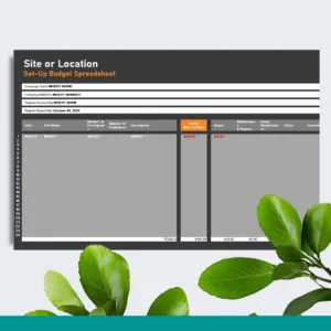 Site or Location Set-Up Budget Spreadsheet