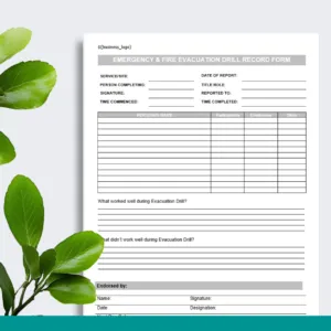 Emergency & Fire Evacuation Drill Record Form
