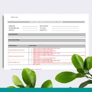 Safe-Work Instruction Plan - Blank