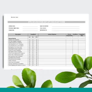Site Set-Up Checklist Form