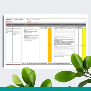 WHS Risk Assessment Plan - Driving Motor Vehicles
