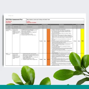 WHS Risk Assessment Plan -  Infection Control and Working with Bodily Fluids