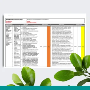 WHS Risk Assessment Plan - Sexual Harassment and Psychological Harm