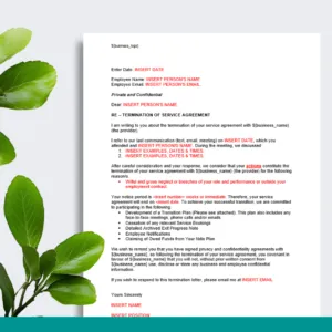 Provider Termination of Service Agreement Letter